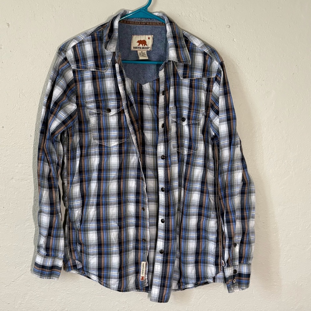 Dakota Grizzly Men's Blue Plaid Button-Up Shirt size medium